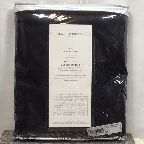 Liz Claiborne Home ‘Kathryn’ Black Grommet Panel Room Darkening Curtain - Picture 2 of 2